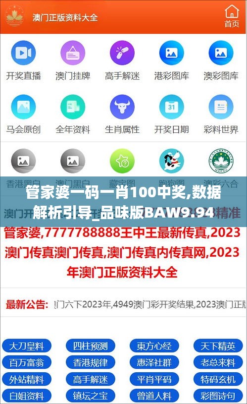 管家婆一碼一肖100中獎,數(shù)據(jù)解析引導_品味版BAW9.94