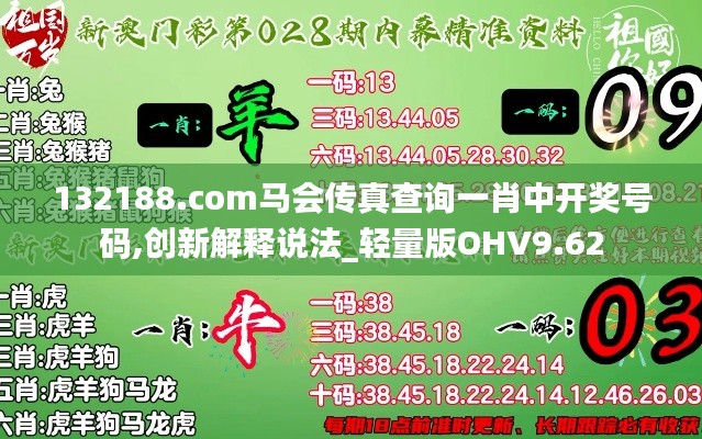 132188.соm馬會傳真查詢一肖中開獎(jiǎng)號碼,創(chuàng)新解釋說法_輕量版OHV9.62