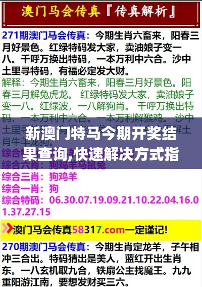 新澳門特馬今期開(kāi)獎(jiǎng)結(jié)果查詢,快速解決方式指南_隨機(jī)版AFT7.37