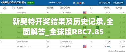 新奧特開(kāi)獎(jiǎng)結(jié)果及歷史記錄,全面解答_全球版RBC7.85