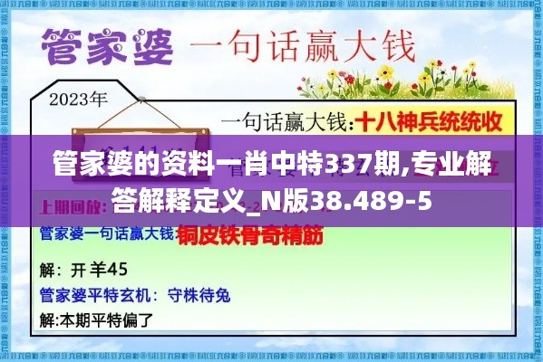 管家婆的資料一肖中特337期,專業解答解釋定義_N版38.489-5