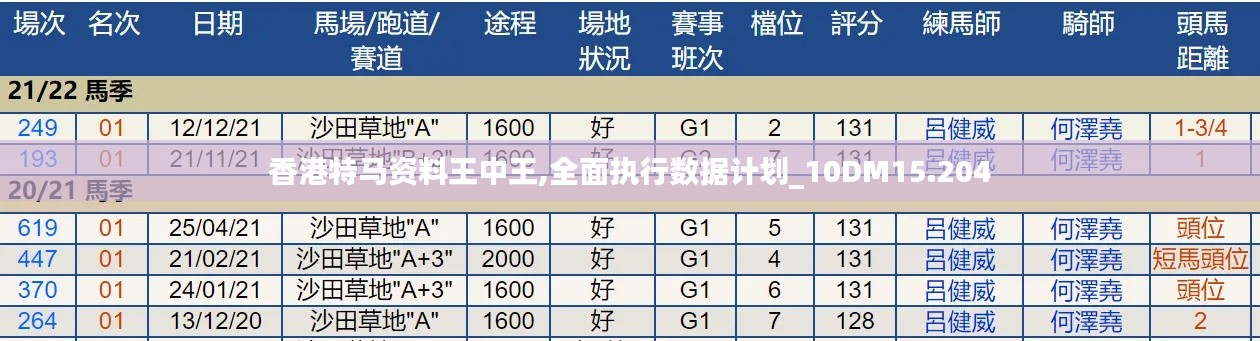 香港特馬資料王中王,全面執(zhí)行數據計劃_10DM15.204