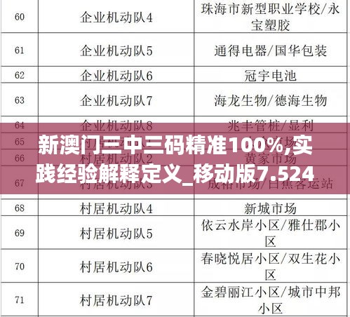 新澳門三中三碼精準100%,實踐經(jīng)驗解釋定義_移動版7.524