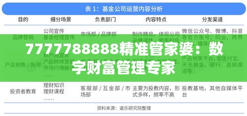 7777788888精準管家婆：數(shù)字財富管理專家