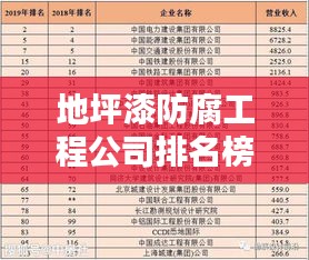 地坪漆防腐工程公司排名榜單揭曉！權(quán)威評選，不容錯過