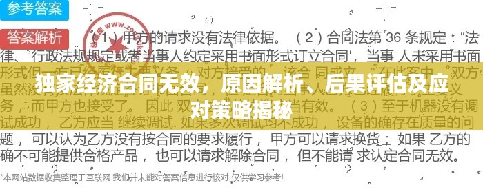 獨(dú)家經(jīng)濟(jì)合同無效，原因解析、后果評(píng)估及應(yīng)對(duì)策略揭秘