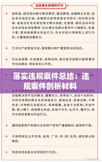落實(shí)違規(guī)案件總結(jié)：違規(guī)案件剖析材料 