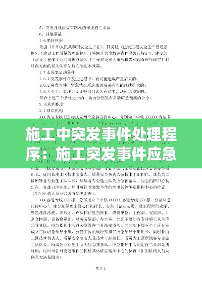 施工中突發事件處理程序：施工突發事件應急預案范文 