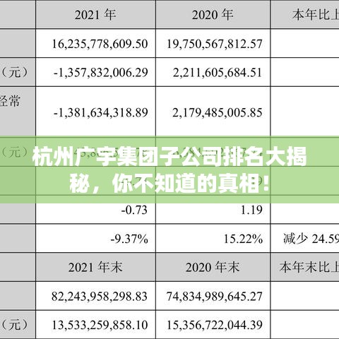 杭州廣宇集團子公司排名大揭秘，你不知道的真相！