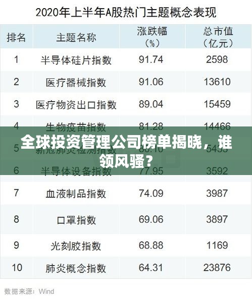 全球投資管理公司榜單揭曉，誰領風騷？