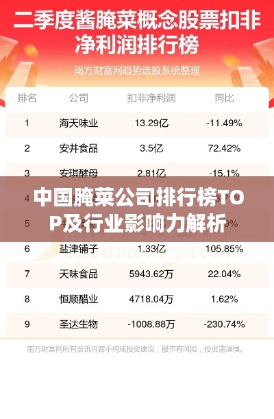 中國(guó)腌菜公司排行榜TOP及行業(yè)影響力解析