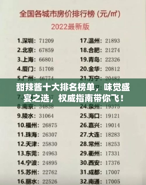 甜辣醬十大排名榜單，味覺盛宴之選，權(quán)威指南帶你飛！