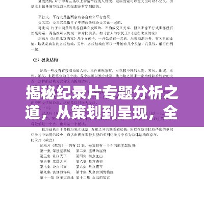 揭秘紀錄片專題分析之道，從策劃到呈現，全方位解讀！