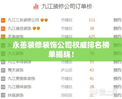 永善裝修裝飾公司權(quán)威排名榜單揭曉！