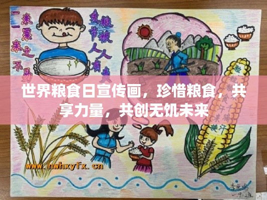 世界糧食日宣傳畫，珍惜糧食，共享力量，共創(chuàng)無饑未來
