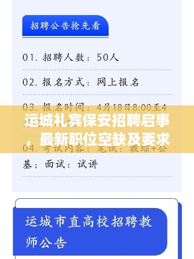 運城禮賓保安招聘啟事，最新職位空缺及要求全解析