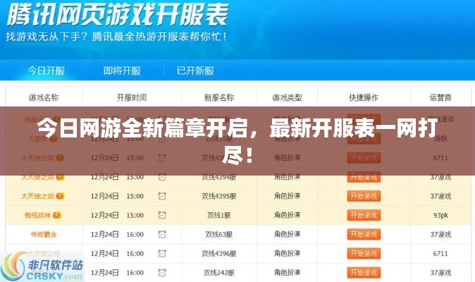 今日網游全新篇章開啟，最新開服表一網打盡！