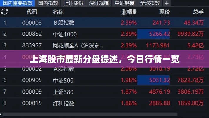 上海股市最新分盤(pán)綜述，今日行情一覽