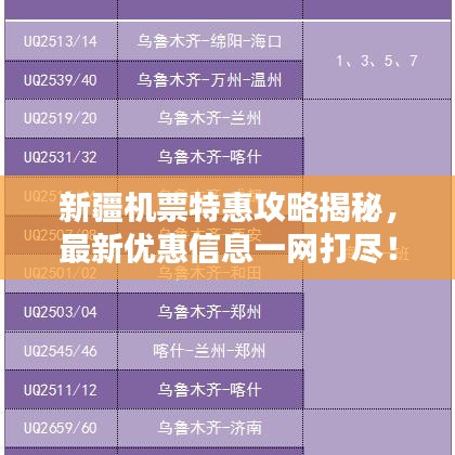 新疆機票特惠攻略揭秘，最新優(yōu)惠信息一網(wǎng)打盡！