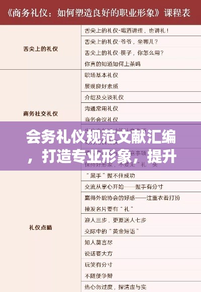 會(huì)務(wù)禮儀規(guī)范文獻(xiàn)匯編，打造專(zhuān)業(yè)形象，提升會(huì)議品質(zhì)