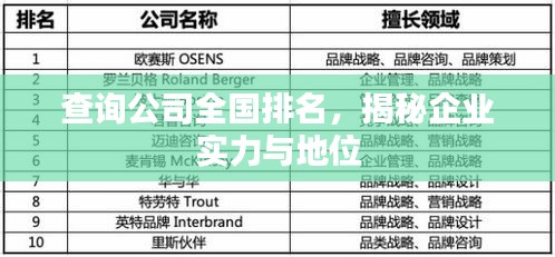 查詢公司全國排名，揭秘企業實力與地位