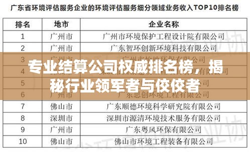 專業(yè)結算公司權威排名榜，揭秘行業(yè)領軍者與佼佼者