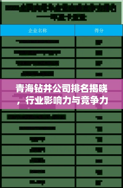 青海鉆井公司排名揭曉，行業(yè)影響力與競(jìng)爭(zhēng)力解析