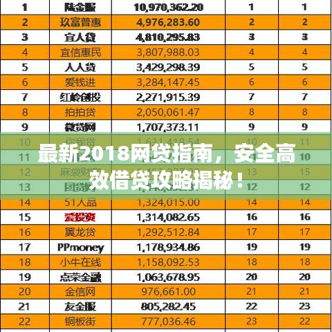最新2018網貸指南，安全高效借貸攻略揭秘！