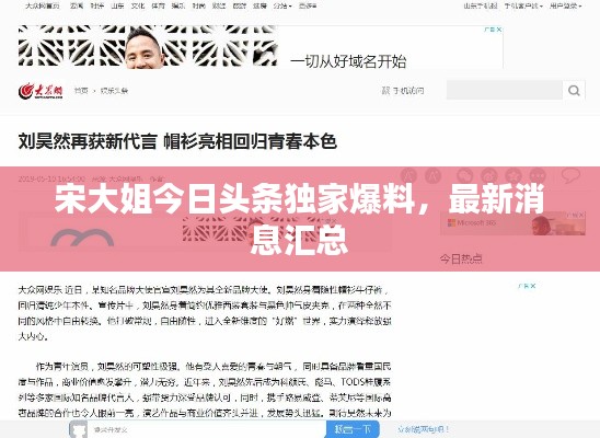 宋大姐今日頭條獨(dú)家爆料，最新消息匯總